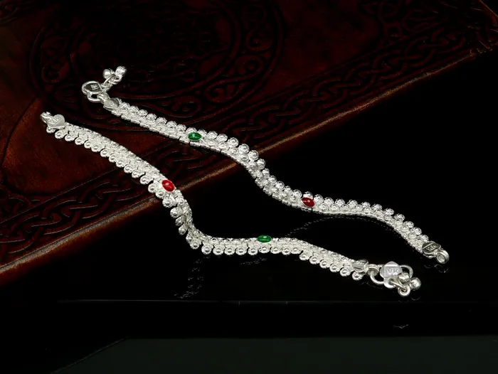 Bracelets TRIBAL ORNAMENTS 6 long Sterling silver handcrafted baby anklets gorgeous gift for new born baby anklets kids jewelry trendy stylish ankle bracelet ank269