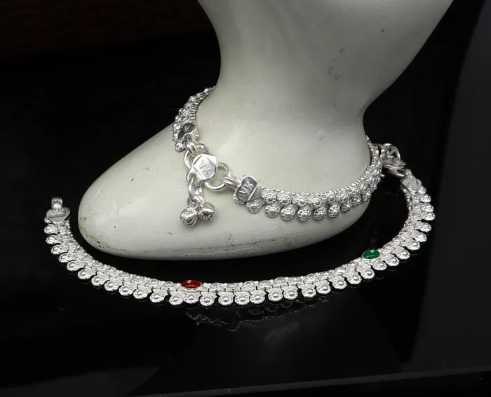 Bracelets TRIBAL ORNAMENTS 6 long Sterling silver handcrafted baby anklets gorgeous gift for new born baby anklets kids jewelry trendy stylish ankle bracelet ank269