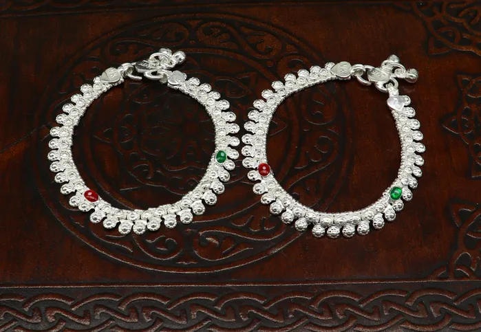 Bracelets TRIBAL ORNAMENTS 6 long Sterling silver handcrafted baby anklets gorgeous gift for new born baby anklets kids jewelry trendy stylish ankle bracelet ank269