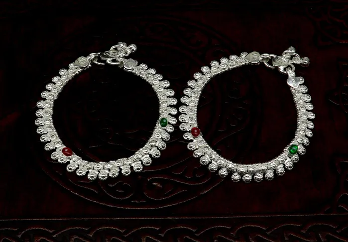 Bracelets TRIBAL ORNAMENTS 6 long Sterling silver handcrafted baby anklets gorgeous gift for new born baby anklets kids jewelry trendy stylish ankle bracelet ank269