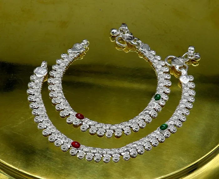 Bracelets TRIBAL ORNAMENTS 6 long Sterling silver handcrafted baby anklets gorgeous gift for new born baby anklets kids jewelry trendy stylish ankle bracelet ank269