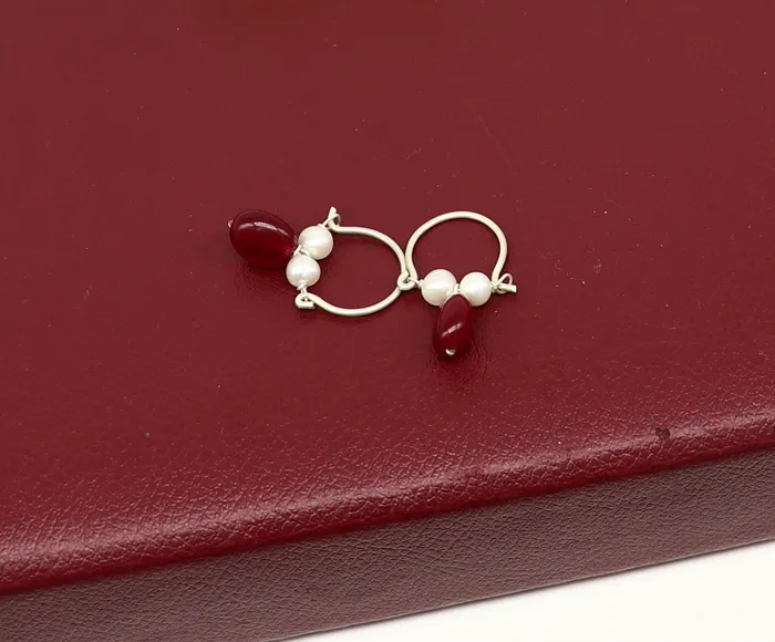 Earrings 925 sterling silver custom made hoops earring gorgeous hanging pearls drops hoops earring stunning brides gifting jewelry s910 TRIBAL ORNAMENTS