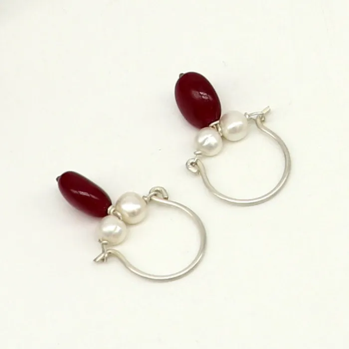 Earrings 925 sterling silver custom made hoops earring gorgeous hanging pearls drops hoops earring stunning brides gifting jewelry s910 TRIBAL ORNAMENTS