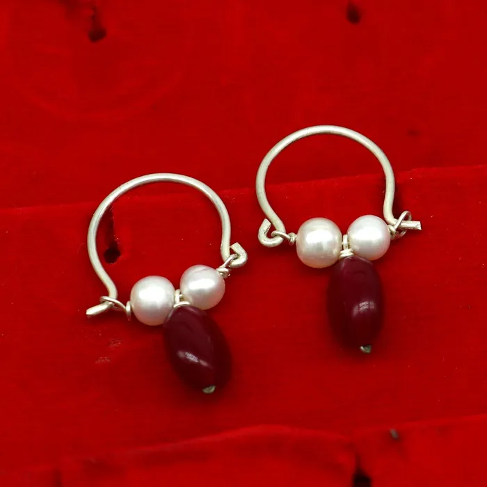 Earrings 925 sterling silver custom made hoops earring gorgeous hanging pearls drops hoops earring stunning brides gifting jewelry s910 TRIBAL ORNAMENTS
