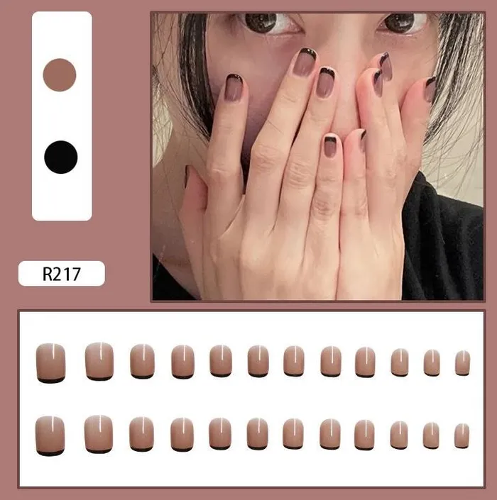 Earrings Polly NS338 Short Square Press On Nails 24 Pieces R217