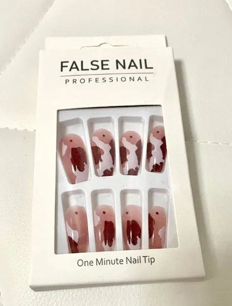 Earrings Polly NS650 Long Plastic Press On Nails 24 Pieces R219
