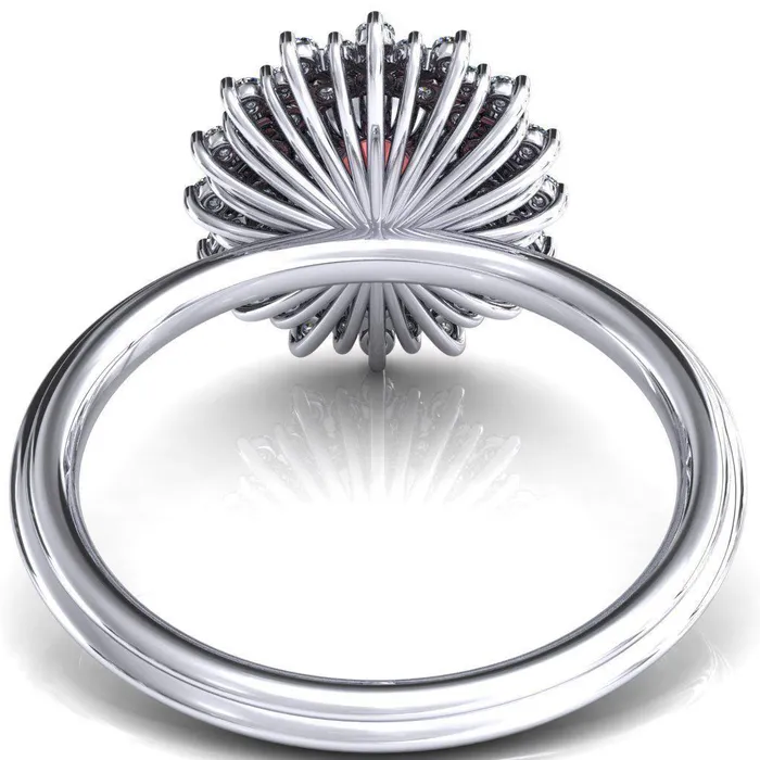 Eridanus Oval Padparadscha Sapphire Cluster Diamond Halo Wedding Ring Fire Brilliance Rings