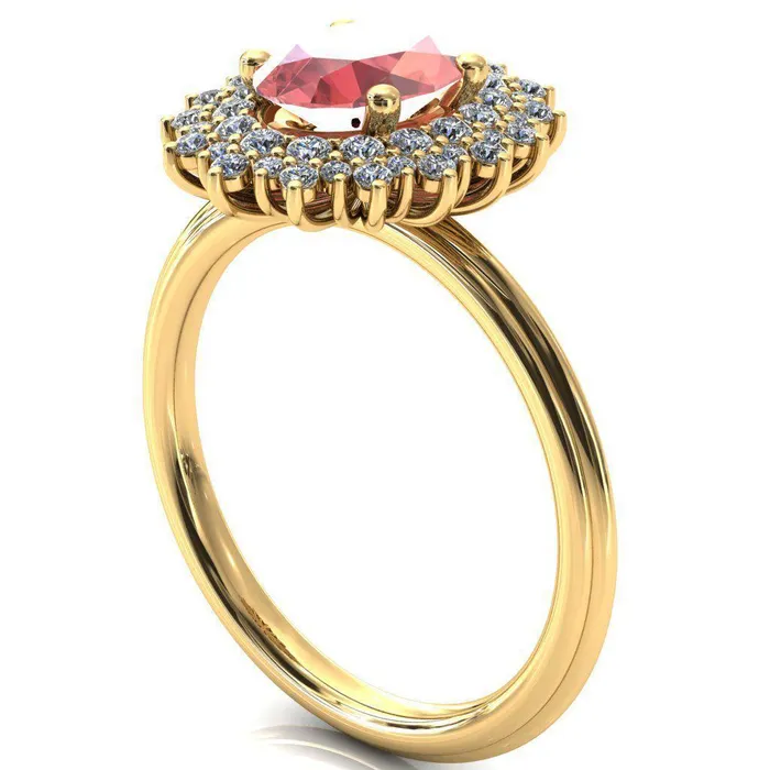 Eridanus Oval Padparadscha Sapphire Cluster Diamond Halo Wedding Ring Fire Brilliance Rings