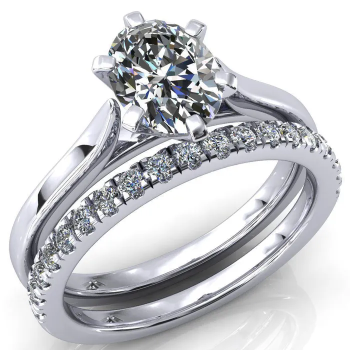 Fire Brilliance Rings Darci Oval Center Stone 6 Prong Cathedral Solitaire Engagement Ring