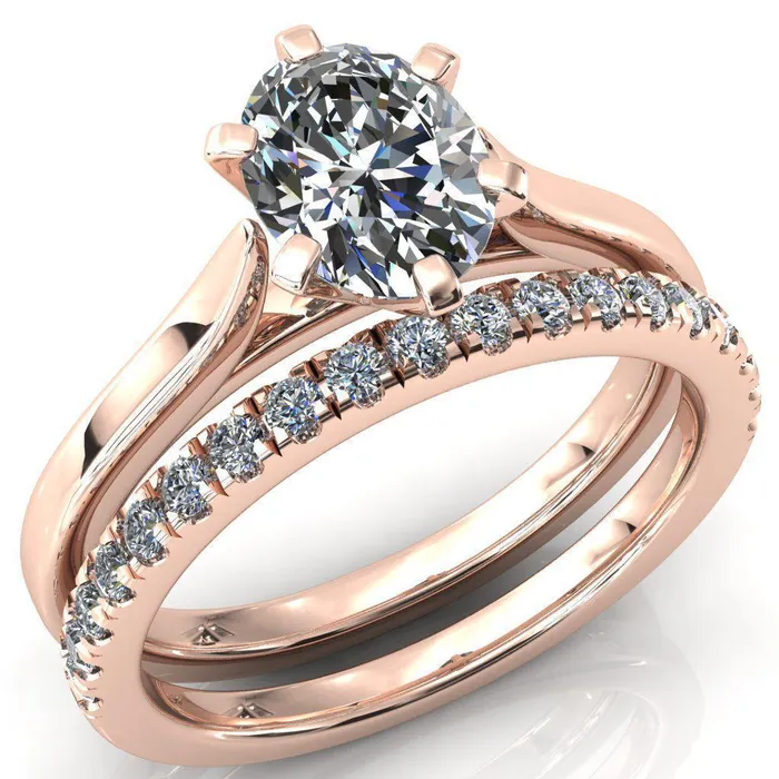 Fire Brilliance Rings Darci Oval Center Stone 6 Prong Cathedral Solitaire Engagement Ring