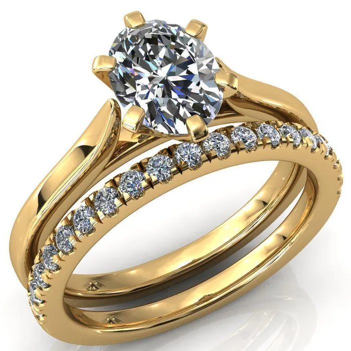 Fire Brilliance Rings Darci Oval Center Stone 6 Prong Cathedral Solitaire Engagement Ring