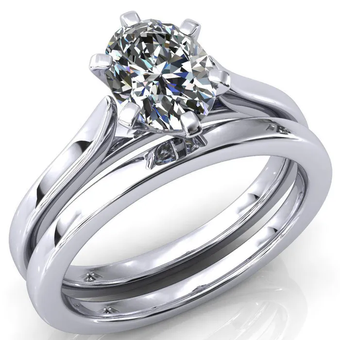 Fire Brilliance Rings Darci Oval Center Stone 6 Prong Cathedral Solitaire Engagement Ring