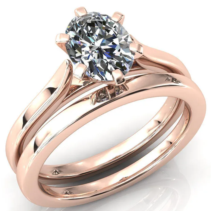 Fire Brilliance Rings Darci Oval Center Stone 6 Prong Cathedral Solitaire Engagement Ring