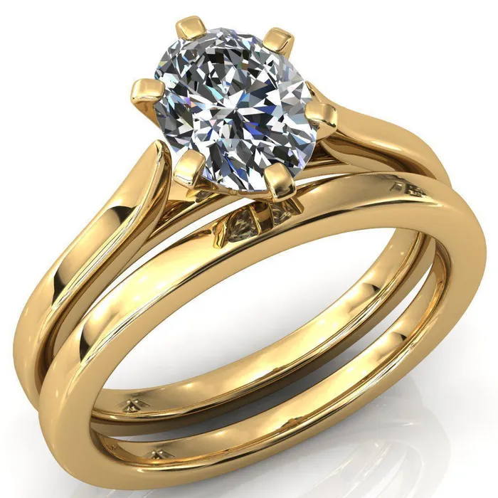 Fire Brilliance Rings Darci Oval Center Stone 6 Prong Cathedral Solitaire Engagement Ring