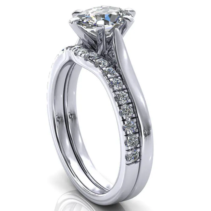 Fire Brilliance Rings Darci Oval Center Stone 6 Prong Cathedral Solitaire Engagement Ring