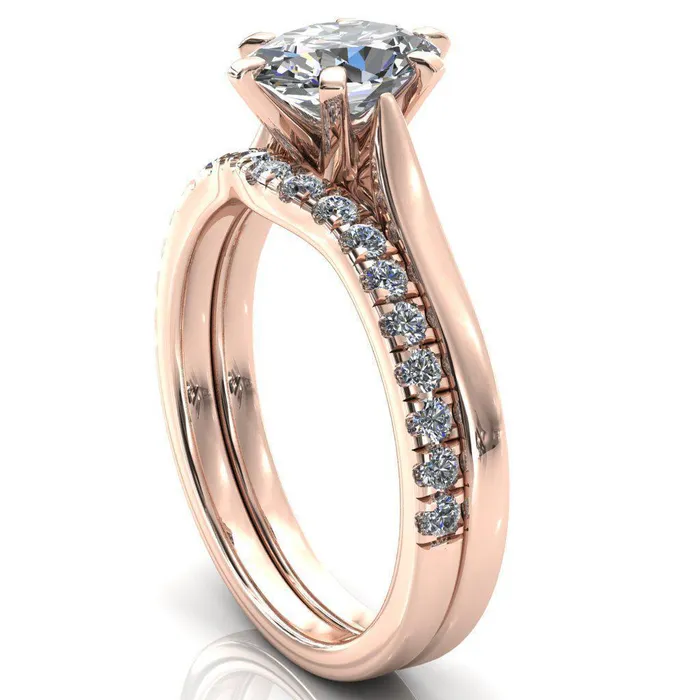 Fire Brilliance Rings Darci Oval Center Stone 6 Prong Cathedral Solitaire Engagement Ring