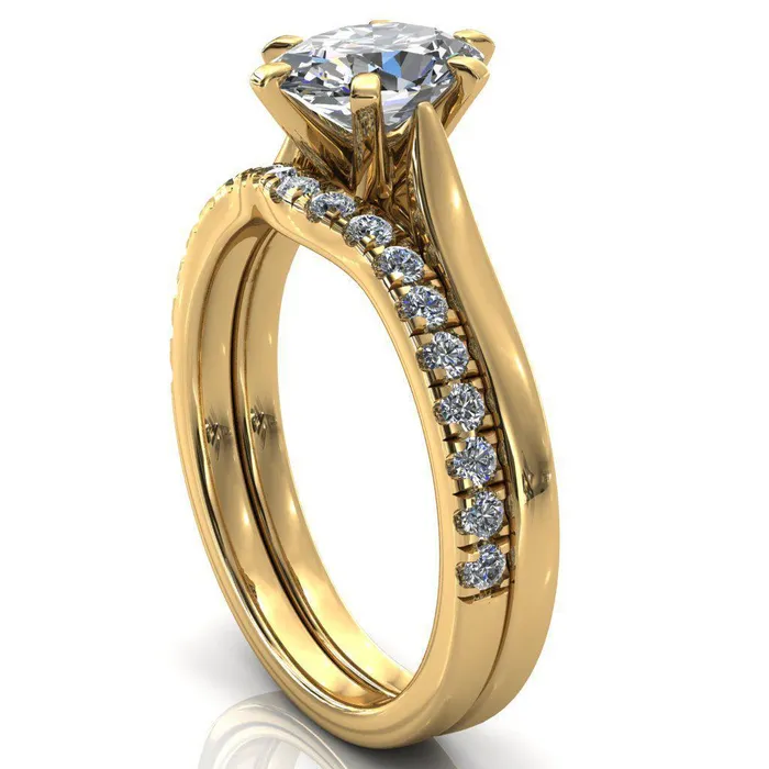 Fire Brilliance Rings Darci Oval Center Stone 6 Prong Cathedral Solitaire Engagement Ring