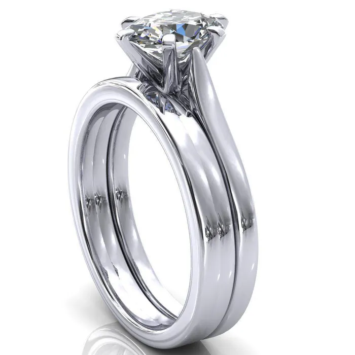 Fire Brilliance Rings Darci Oval Center Stone 6 Prong Cathedral Solitaire Engagement Ring