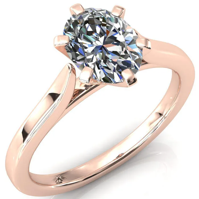 Fire Brilliance Rings Darci Oval Center Stone 6 Prong Cathedral Solitaire Engagement Ring