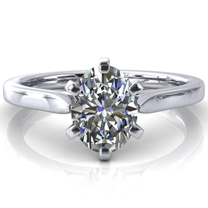 Fire Brilliance Rings Darci Oval Center Stone 6 Prong Cathedral Solitaire Engagement Ring
