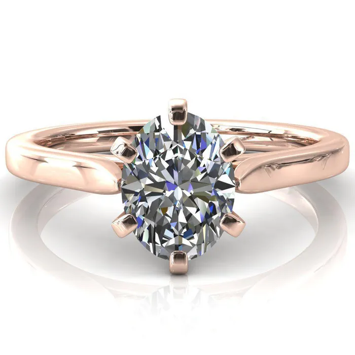 Fire Brilliance Rings Darci Oval Center Stone 6 Prong Cathedral Solitaire Engagement Ring