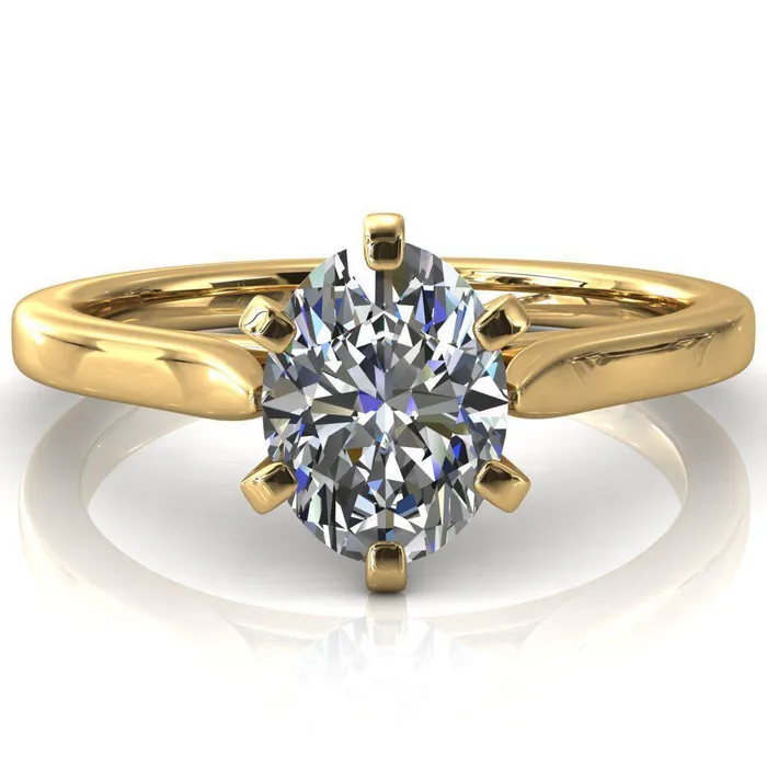 Fire Brilliance Rings Darci Oval Center Stone 6 Prong Cathedral Solitaire Engagement Ring