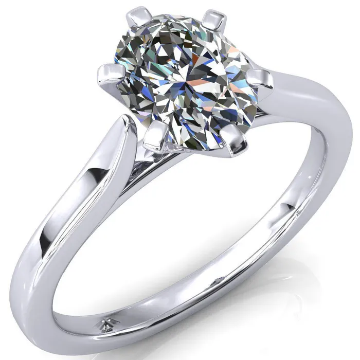 Fire Brilliance Rings Darci Oval Center Stone 6 Prong Cathedral Solitaire Engagement Ring