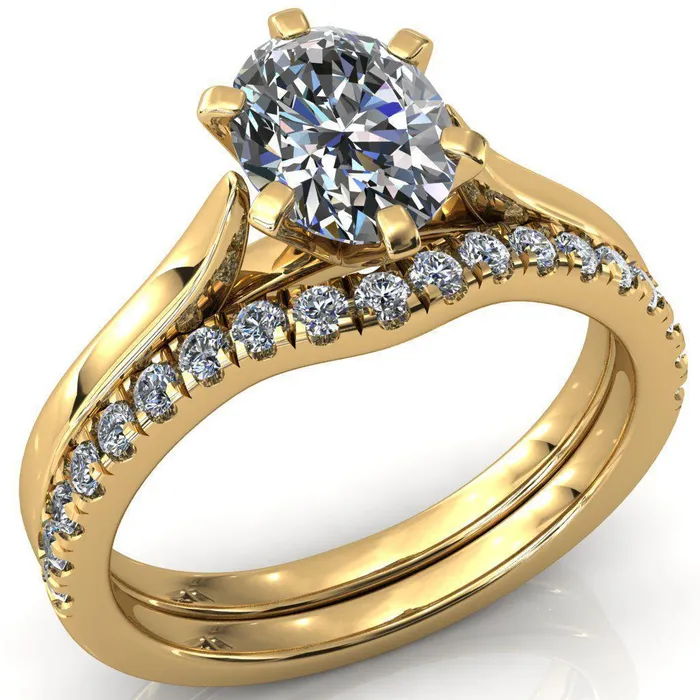 Fire Brilliance Rings Darci Oval Center Stone 6 Prong Cathedral Solitaire Engagement Ring