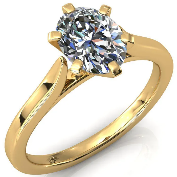 Fire Brilliance Rings Darci Oval Center Stone 6 Prong Cathedral Solitaire Engagement Ring