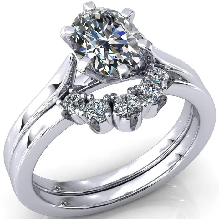Fire Brilliance Rings Darci Oval Center Stone 6 Prong Cathedral Solitaire Engagement Ring