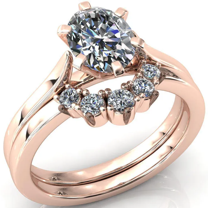 Fire Brilliance Rings Darci Oval Center Stone 6 Prong Cathedral Solitaire Engagement Ring