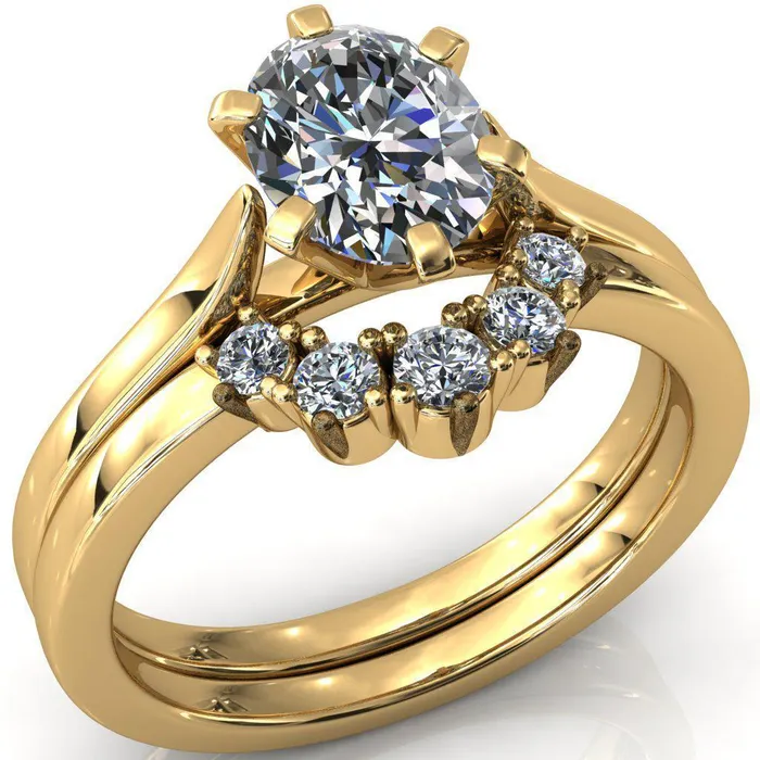 Fire Brilliance Rings Darci Oval Center Stone 6 Prong Cathedral Solitaire Engagement Ring