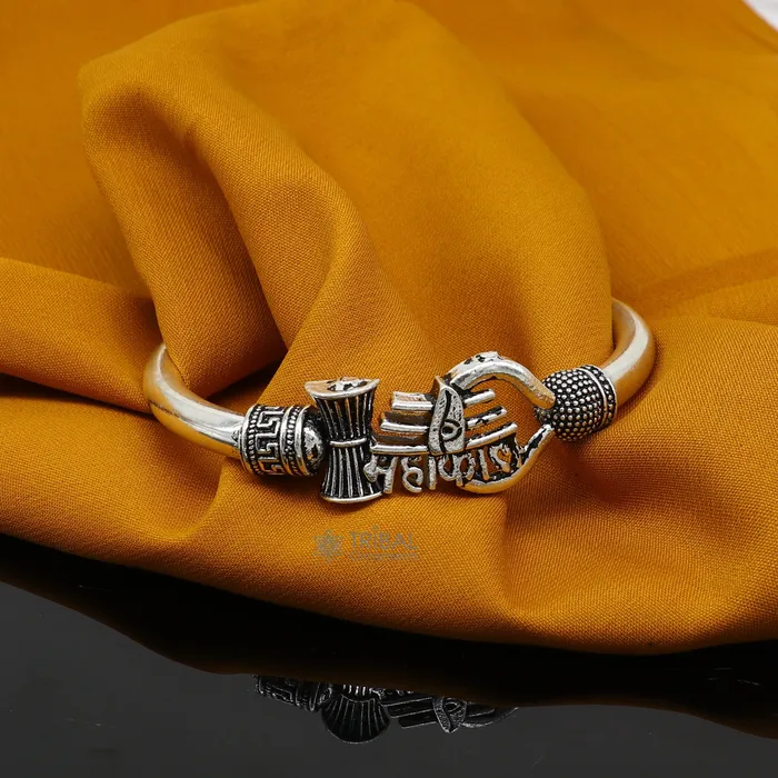 Handmade Sterling silver Lord Shiva Trident Kada Mahakal bracelet Rudraksh bracelet customized babhubali bangle kada giftig jewelry nsk697 TRIBAL ORNAMENTS Bracelets Handmade Sterling silver Lord Shiva Trident Kada Mahakal bracelet Rudraksh bracelet customized babhubali bangle kada giftig jewelry nsk697 TRIBAL ORNAMENTS Bracelets