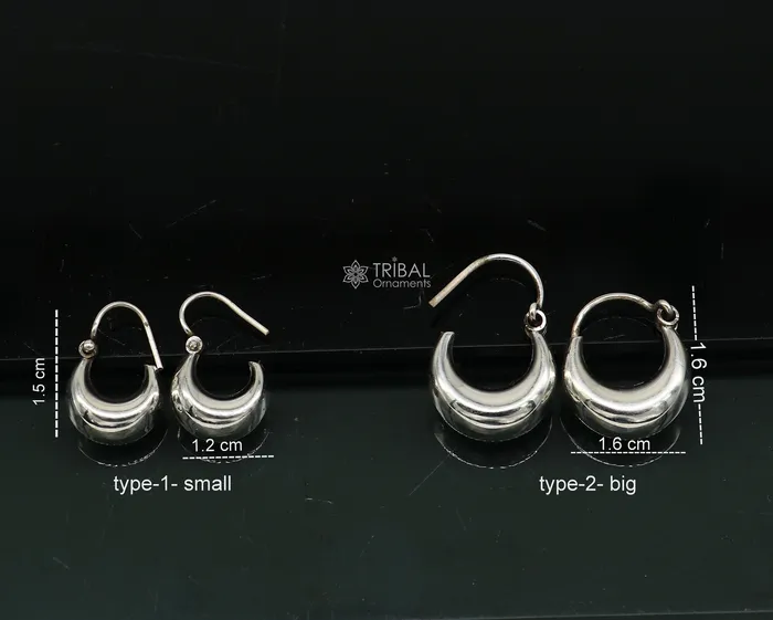 Indian Traditional cultural trendy style 925 sterling silver plain shiny hoops earring amazing unisex light weight hoops earrings s1149 TRIBAL ORNAMENTS Earrings Indian Traditional cultural trendy style 925 sterling silver plain shiny hoops earring amazing unisex light weight hoops earrings s1149 TRIBAL ORNAMENTS Earrings