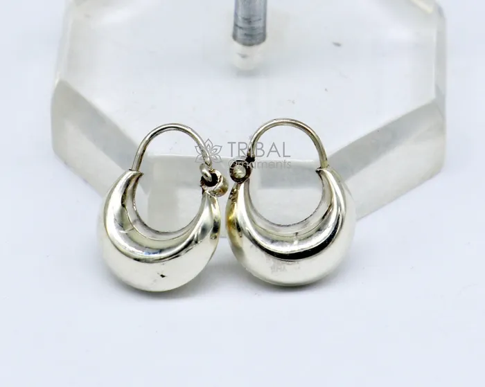 Indian Traditional cultural trendy style 925 sterling silver plain shiny hoops earring amazing unisex light weight hoops earrings s1149 TRIBAL ORNAMENTS Earrings Indian Traditional cultural trendy style 925 sterling silver plain shiny hoops earring amazing unisex light weight hoops earrings s1149 TRIBAL ORNAMENTS Earrings