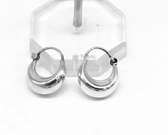Indian Traditional cultural trendy style 925 sterling silver plain shiny hoops earring amazing unisex light weight hoops earrings s1149 TRIBAL ORNAMENTS Earrings Indian Traditional cultural trendy style 925 sterling silver plain shiny hoops earring amazing unisex light weight hoops earrings s1149 TRIBAL ORNAMENTS Earrings