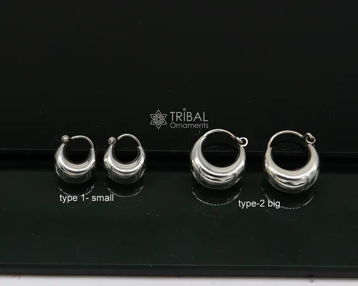 Indian Traditional cultural trendy style 925 sterling silver plain shiny hoops earring amazing unisex light weight hoops earrings s1149 TRIBAL ORNAMENTS Earrings Indian Traditional cultural trendy style 925 sterling silver plain shiny hoops earring amazing unisex light weight hoops earrings s1149 TRIBAL ORNAMENTS Earrings
