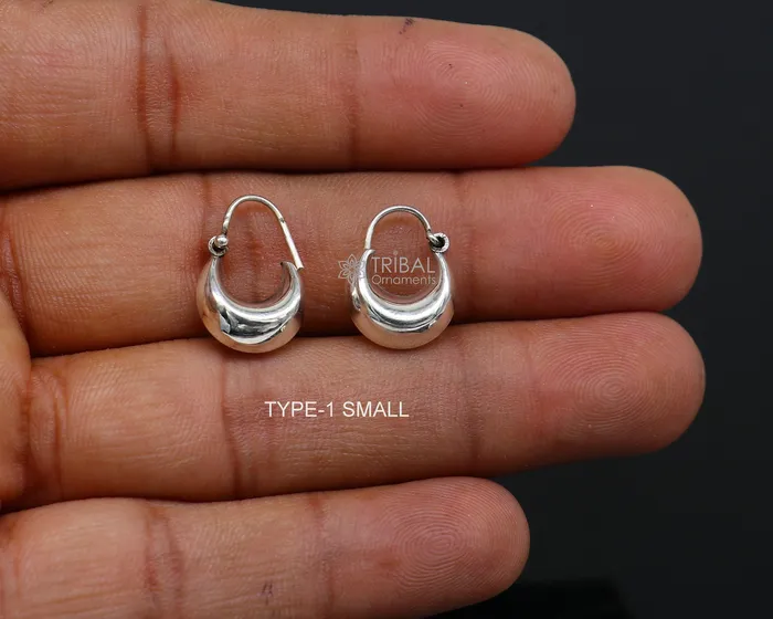 Indian Traditional cultural trendy style 925 sterling silver plain shiny hoops earring amazing unisex light weight hoops earrings s1149 TRIBAL ORNAMENTS Earrings Indian Traditional cultural trendy style 925 sterling silver plain shiny hoops earring amazing unisex light weight hoops earrings s1149 TRIBAL ORNAMENTS Earrings