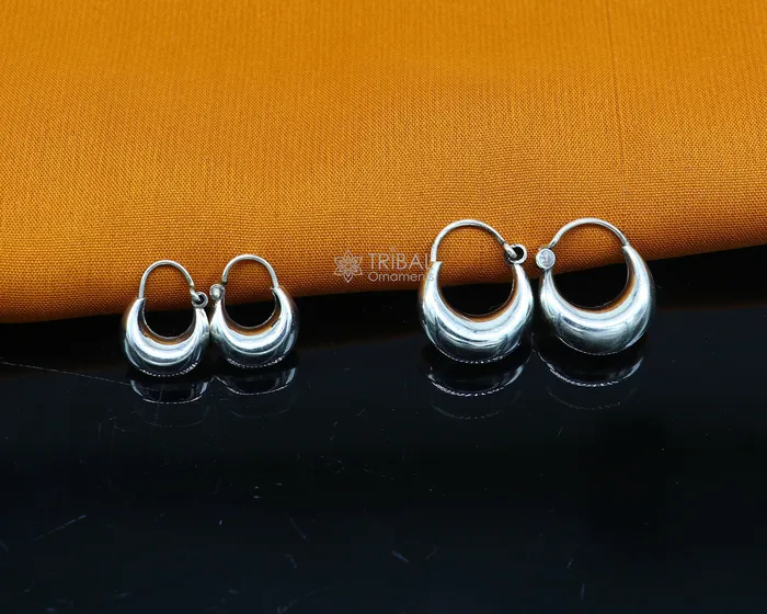 Indian Traditional cultural trendy style 925 sterling silver plain shiny hoops earring amazing unisex light weight hoops earrings s1149 TRIBAL ORNAMENTS Earrings Indian Traditional cultural trendy style 925 sterling silver plain shiny hoops earring amazing unisex light weight hoops earrings s1149 TRIBAL ORNAMENTS Earrings