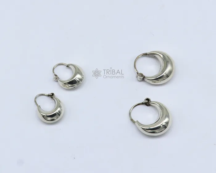 Indian Traditional cultural trendy style 925 sterling silver plain shiny hoops earring amazing unisex light weight hoops earrings s1149 TRIBAL ORNAMENTS Earrings Indian Traditional cultural trendy style 925 sterling silver plain shiny hoops earring amazing unisex light weight hoops earrings s1149 TRIBAL ORNAMENTS Earrings