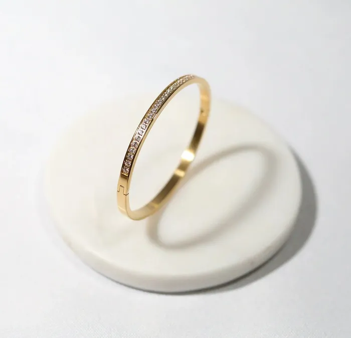 Jewelvers Bracelets 18K GoldFilled Cubic Zirconia Bangle Jewelvers Bracelets 18K GoldFilled Cubic Zirconia Bangle