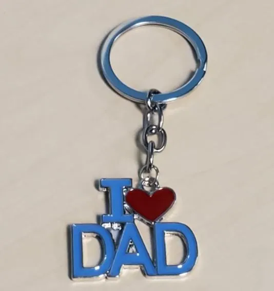 K133 I Love Dad Blue Keychain polly Rings