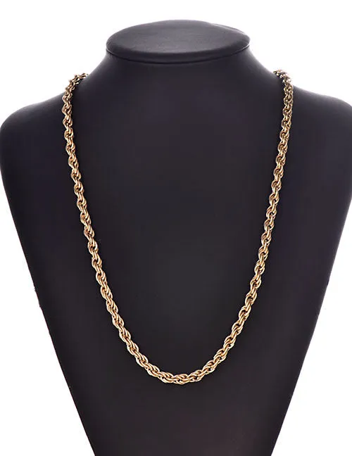 Necklaces 02 N1779 Gold Twisted Chain Necklace with FREE EARRINGS
