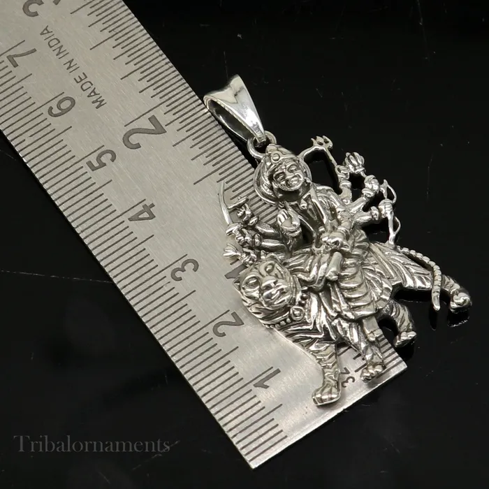 Necklaces Divine 925 sterling silver Goddess bhawani Durga mataji with lion pendant amazing unisex pendant locket goddess tribal jewelry ssp896 TRIBAL ORNAMENTS