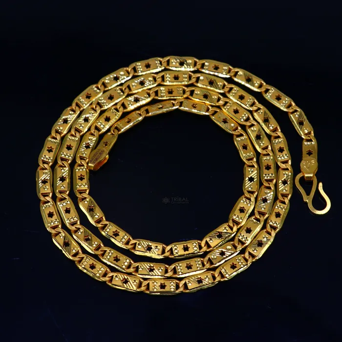 Necklaces Hallmarked 22kt 22ct yellow gold handmade certified gold luxury royal nawabi chian gifting necklace all sized unisex chain necklace gch583 TRIBAL ORNAMENTS Necklaces Hallmarked 22kt 22ct yellow gold handmade certified gold luxury royal nawabi chian gifting necklace all sized unisex chain necklace gch583 TRIBAL ORNAMENTS