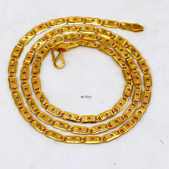 Necklaces Hallmarked 22kt 22ct yellow gold handmade certified gold luxury royal nawabi chian gifting necklace all sized unisex chain necklace gch583 TRIBAL ORNAMENTS Necklaces Hallmarked 22kt 22ct yellow gold handmade certified gold luxury royal nawabi chian gifting necklace all sized unisex chain necklace gch583 TRIBAL ORNAMENTS