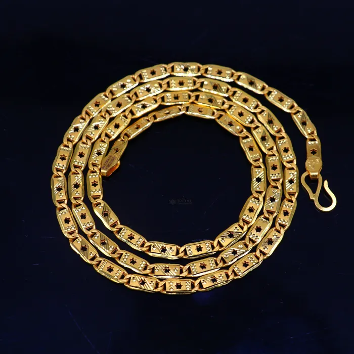 Necklaces Hallmarked 22kt 22ct yellow gold handmade certified gold luxury royal nawabi chian gifting necklace all sized unisex chain necklace gch583 TRIBAL ORNAMENTS Necklaces Hallmarked 22kt 22ct yellow gold handmade certified gold luxury royal nawabi chian gifting necklace all sized unisex chain necklace gch583 TRIBAL ORNAMENTS