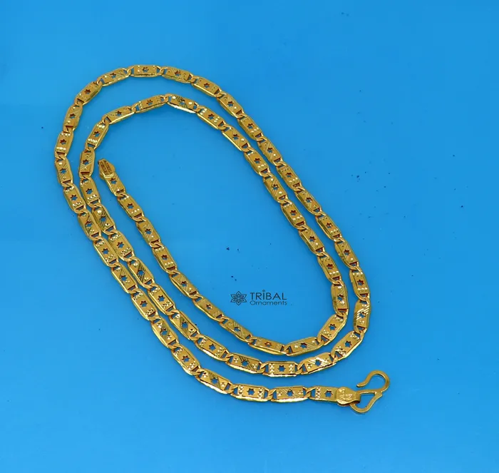 Necklaces Hallmarked 22kt 22ct yellow gold handmade certified gold luxury royal nawabi chian gifting necklace all sized unisex chain necklace gch583 TRIBAL ORNAMENTS Necklaces Hallmarked 22kt 22ct yellow gold handmade certified gold luxury royal nawabi chian gifting necklace all sized unisex chain necklace gch583 TRIBAL ORNAMENTS