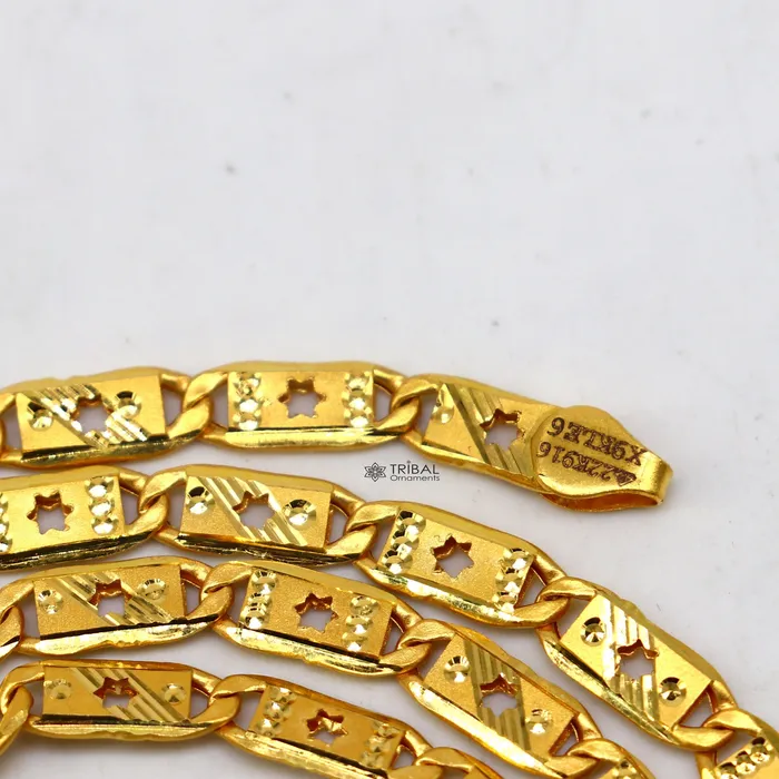 Necklaces Hallmarked 22kt 22ct yellow gold handmade certified gold luxury royal nawabi chian gifting necklace all sized unisex chain necklace gch583 TRIBAL ORNAMENTS Necklaces Hallmarked 22kt 22ct yellow gold handmade certified gold luxury royal nawabi chian gifting necklace all sized unisex chain necklace gch583 TRIBAL ORNAMENTS