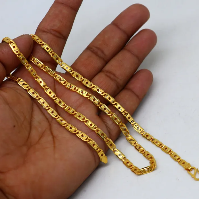 Necklaces Hallmarked 22kt 22ct yellow gold handmade certified gold luxury royal nawabi chian gifting necklace all sized unisex chain necklace gch583 TRIBAL ORNAMENTS Necklaces Hallmarked 22kt 22ct yellow gold handmade certified gold luxury royal nawabi chian gifting necklace all sized unisex chain necklace gch583 TRIBAL ORNAMENTS